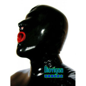 乳胶头套窒息面具面罩嘴部凹套latex mask rubber hood