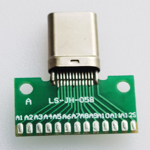 TYPE-C测试公座 双面正反插USB 3.1公头连接器带PCB板蓝板绿板