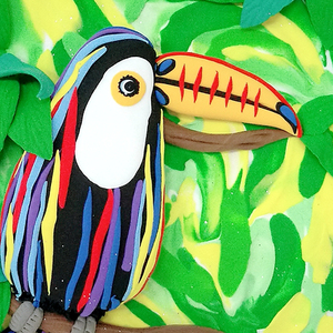 2大嘴鸟相框画立体浮雕千千寻创意手工超轻粘土diy材料包亲子成品