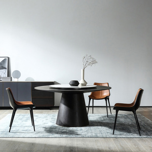 意式极简实木圆餐桌 现代简约工业风家用饭桌椅as家具旗舰店288