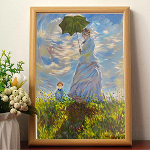 喵喵艺术画莫奈《撑阳伞的女人》装饰艺术挂画相框摆台客厅挂件潮