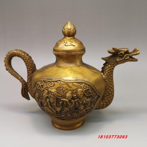 铜壶八仙过海铜壶纯铜水壶酒壶茶壶手把壶复古铜器家居装饰工艺品