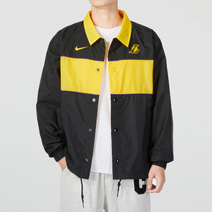 nike耐克湖人队梭织夹克nba男子秋季防风上衣运动外套新款dr2338