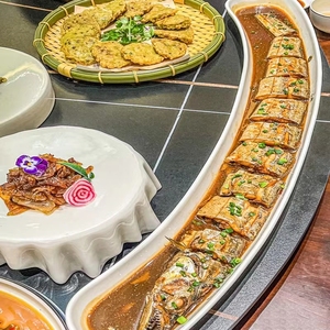 酒店创意纯白餐具1米超大号刀鱼带鱼鳗鱼火锅肉盘餐厅会所私房菜