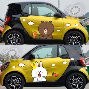 line布朗熊可妮兔轻松熊卡通车贴电动汽车贴纸smart 知豆车身贴膜