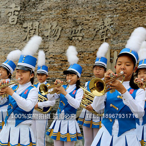 新款儿童管乐队升旗手鼓号队服装中小学生仪仗队马术衬衫演出服