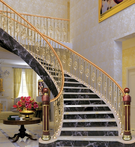 上海域昌铜艺 新中式简约欧式美式别墅楼梯栏杆 扶手 室内护栏