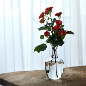 宋代美学花瓶插鲜花干花简约雅致玻璃花器日式禅意茶道摆件观音瓶