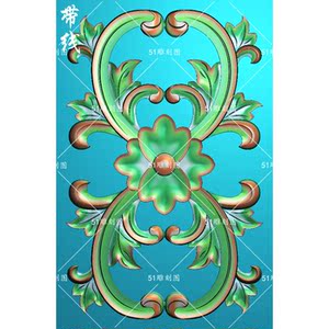 精雕图jdp浮雕木雕方花木门贴花洋花bmp灰度图fh-168矩形花带线.