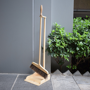 董家福棕毛扫把木地板软毛扫帚畚斗家用鬃毛笤帚实木簸箕撮箕组合