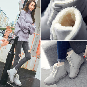 白色靴子女春秋短靴冬天靴子女 保暖加绒女鞋韩版ulzzang马丁靴