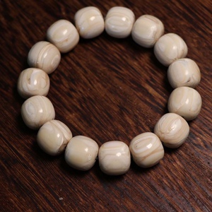 天然骆驼牙齿老型桶珠手串个性鹤天珠文玩手链牙骨角收藏饰品批发