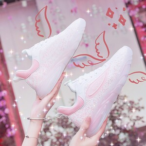 耐克潮新樱花粉老爹鞋女百搭学生运动女鞋日系透气软妹少女心板鞋