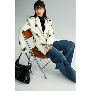SIP CLASS毛毡短款加厚西装外套女小个子秋冬季新款修身气质上衣