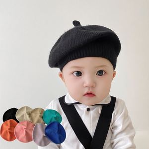 婴儿帽子秋冬款贝雷帽小宝宝毛线帽冬季女宝新生儿4月龄宝宝帽子