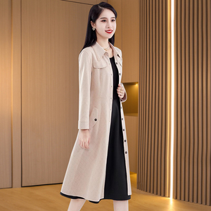 杭州意法白色风衣外套女士2024新款春秋高端高级感中长小个薄大衣