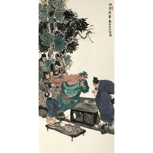 戴敦邦 人物 刮骨疗毒 关羽 三国演义人物 纯手绘 国画精品 艺术