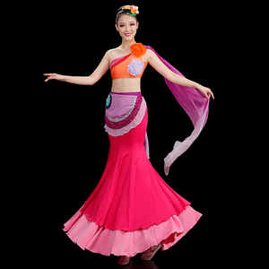 傣族花儿舞蹈服装演出服女云南西双版纳剧桃李杯目独舞艺考鱼尾裙