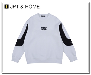 JPTHOME24春极简风尚宽松版型黑白拼色文字图案印花长袖圆领卫衣