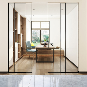 极窄边镁铝合金三联动推拉玻璃门阳台客厅厨房推拉隔断门移门定制
