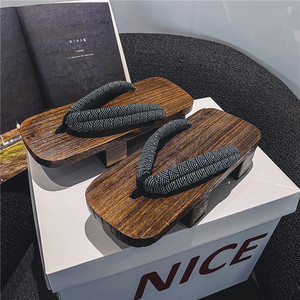 木屐男日式厚底木屐鞋cos日本木拖鞋男实木夏季中国风木底人字拖