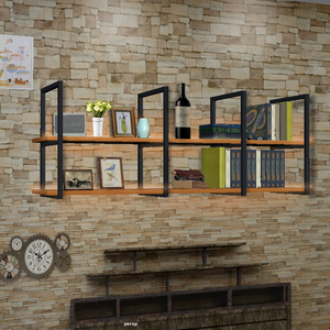 墙上墙面装饰置物架工业风铁艺壁挂书架吧台吊架一字隔板实木搁板