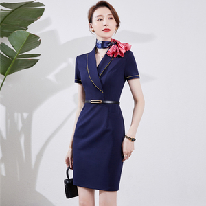高端职业套装女空姐制服酒店前台珠宝店美容院售楼部工作服连衣裙