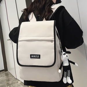 韩系休闲双肩包男女翻盖时尚高中大学生书包15.6寸电脑背包通勤包