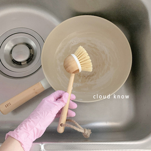 洗锅刷子厨房水槽灶台长柄清洁刷除垢去油污软毛竹制洗碗刷神器