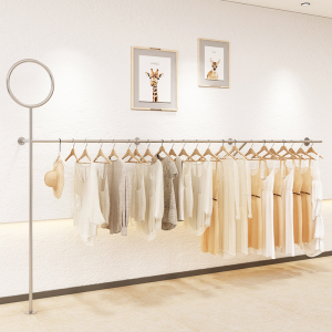 纳米银色服装店展示架上墙壁挂挂衣杆女装店商场城陈列架创意衣架