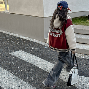 初中学生外套女款春秋款2024新款棒球服大童春季加绒夹棉夹克衣服