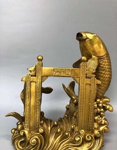 精工纯铜鲤鱼跃龙门摆件双鱼年年有鱼招财装饰礼品家居办公室摆设