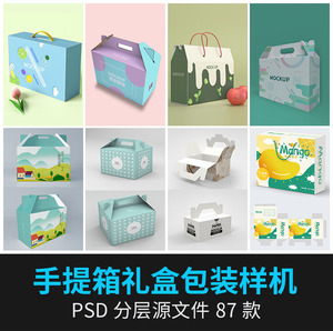 礼盒手提箱卡扣纸箱五谷干果水果包装展示提案样机PSD设计素材PS