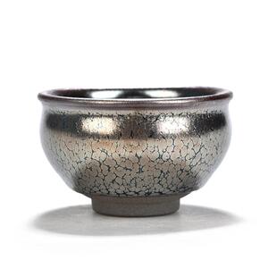 手工蓝油滴建盏 蓝釉天目建阳鹧鸪斑茶杯个性主人杯铁胎七彩茶具