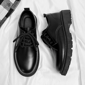 夏季男鞋2024年新款大头马丁靴低帮黑色商务正装西装增高休闲皮鞋