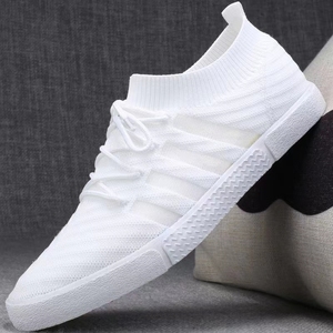 白鞋男飞织网面潮流百搭袜子运动休闲平板鞋潮鞋小白夏季透气薄款