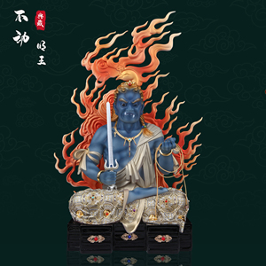 不动明王佛像纯铜汉白玉家用供奉不动尊菩萨生肖鸡守护神桌面摆件