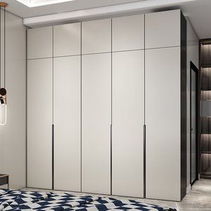 奶油风卡其色到顶衣柜主卧室儿童现代简约家用成品网红三四门衣橱