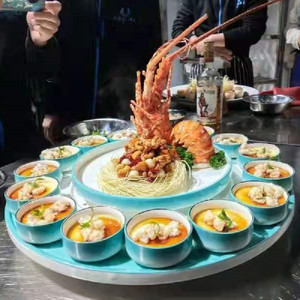 大龙虾拼盘餐具组合套装圆形创意碗碟圆桌网红陶瓷海鲜刺身冰盘子