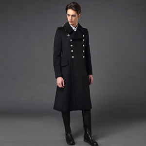 羊绒德军大衣毛呢外套男德国军装中长款羊毛呢子厚定…尺码2xl