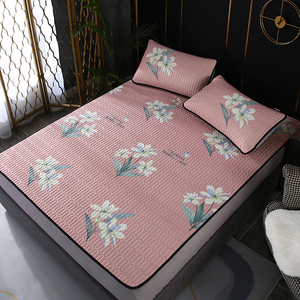 泰国乳胶冰丝席三件套软凉席床单席梦思床垫可水洗单人防滑1.8m床