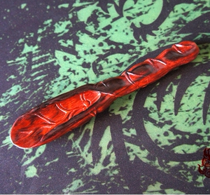 印度小叶紫檀茶勺 木料  雕刻 荷叶 茶铲 把件  茶道手工雕件111