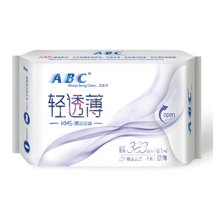 abc卫生巾夜用超薄0.1轻透薄1包装323mm品牌正品棉柔整箱女姨妈巾