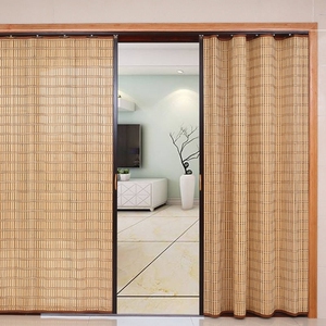 推拉折叠窗帘竹帘子门帘卷帘中式隔断遮光家用商铺防蚊屏风推拉门