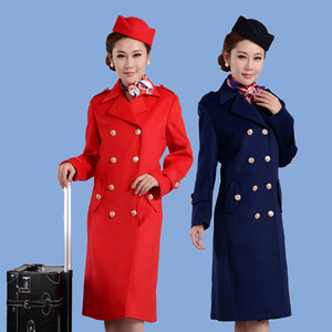 2023秋冬新款毛呢外套空姐制服中长款羊绒呢子大衣工作服0人付款429