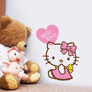 hello kitty凯蒂猫卡通贴纸女生卧室客厅背景墙面装饰防水玻璃贴