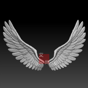 天使翅膀三维立体图圆雕图图纸stl文件羽毛翅膀雕刻机3d模型830