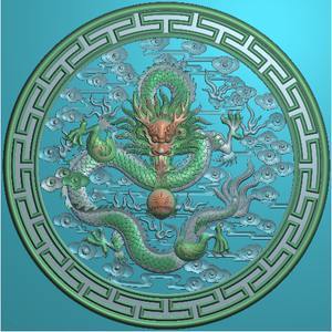0704圆盘龙镂空花窗摆屏风挂件匾浮雕精雕jdp灰度bmp格式石木雕图