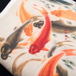 国画九条鲤鱼吉祥装饰画芯非手绘真迹复制品吴青霞九鲤图装饰临摹