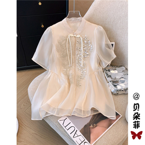 新中式女装国风雪纺衬衫夏季2024新款欧货小衫高级感仙女超仙上衣